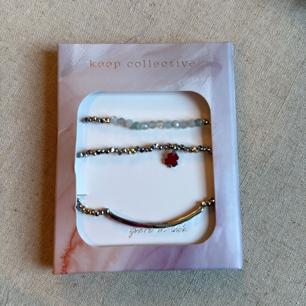 KEEP Collective Silver and Blue Bracelet Set